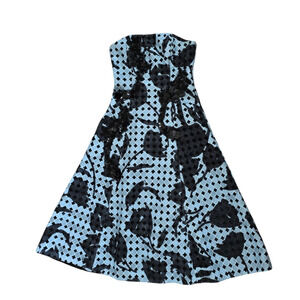 SACHIN & BABI Noir Black Blue Strapless Embellished Prom Dress‎ Midi US Size 0